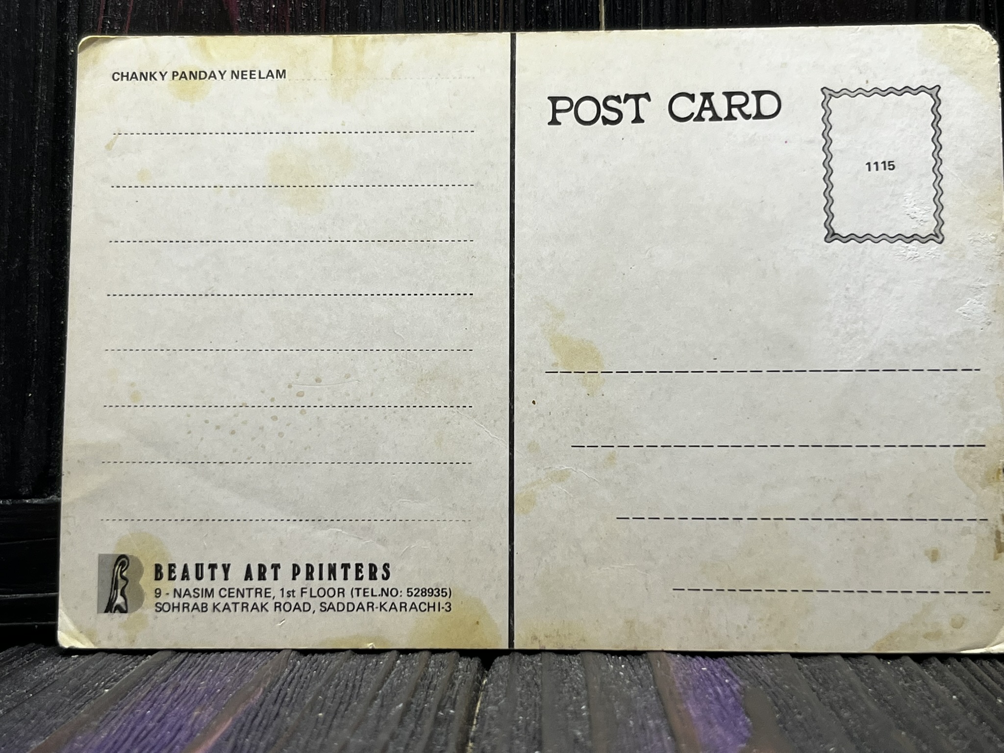 Neelam Kothari Chanky Panday * Vintage Bollywood Postcard * (BAP) (1115) - Image 2