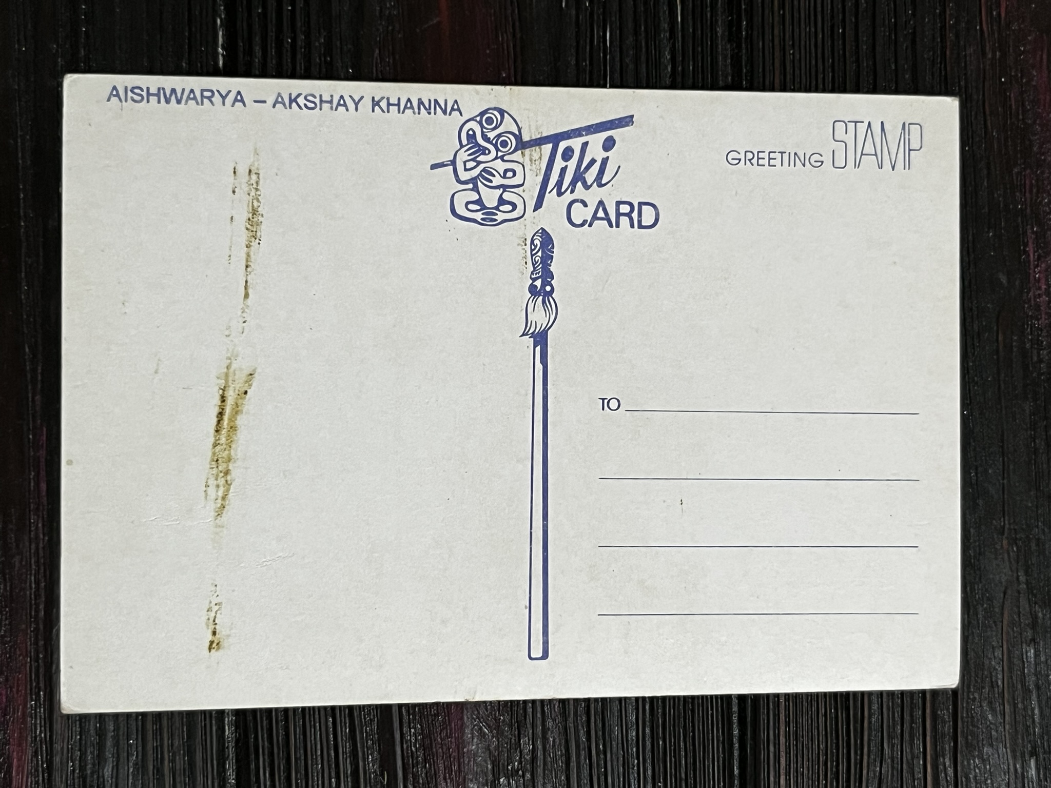 Aishwarya Rai Bachchan Akshay Khanna* Vintage Bollywood Postcard * (Tiki) (WN) - Image 2